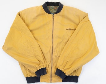 Vintage bomber jacket yellow Size L cotton gender neutral 80s 90s