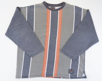 Vintage skater sweatshirt gray orange hard cotton gender neutral Size M 80s