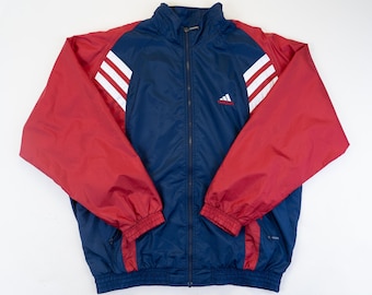 Vintage Adidas jacket windbreaker jacket 90s blue red white three stripes second hand