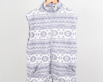 Vintage fleece vest polar vest oversized crazy pattern gender neutral 80s 90s