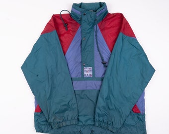 Vintage windbreaker jacket blue and red color block Size L 80s 90s