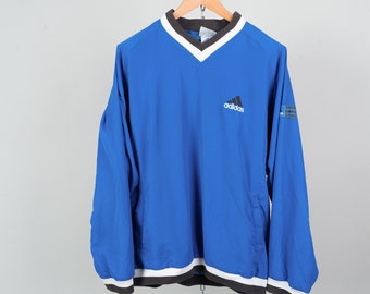 Vintage Adidas sweater sweatshirt crewneck blue 80s Size M