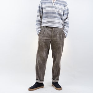 Vintage corduroy pants XL beige gray baggy pants 80s 90s image 1
