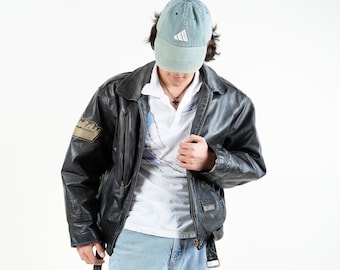 80s vintage Brando black biker jacket cropped and waisted moto jacket hard leather jacket with belt 90s aesthetic y2k grunge leather jacket