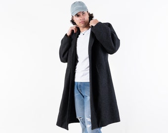 Vintage wool coat black Size L 80s 90s