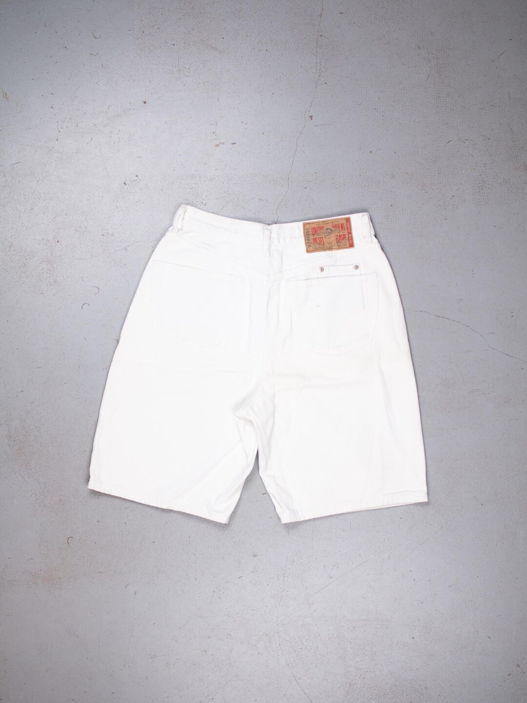 Vintage Diesel Jeans Shorts / Jorts Size S - M White 80s Orange