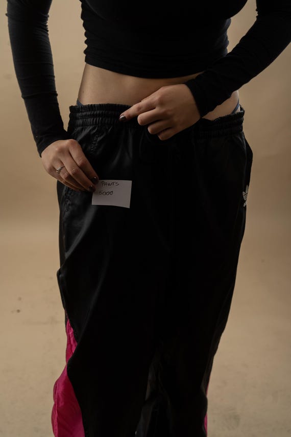 Vintage Adidas Track Pants 80s 90s Jogger Black With White, Pink