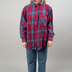 Vintage flannel shirt red lumberjack shirt check pattern size M 80s 90s image 2