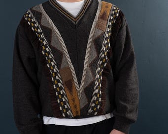 Men's Vintage Roundtree & Yorke 3D Textured Coogi Style Sweater