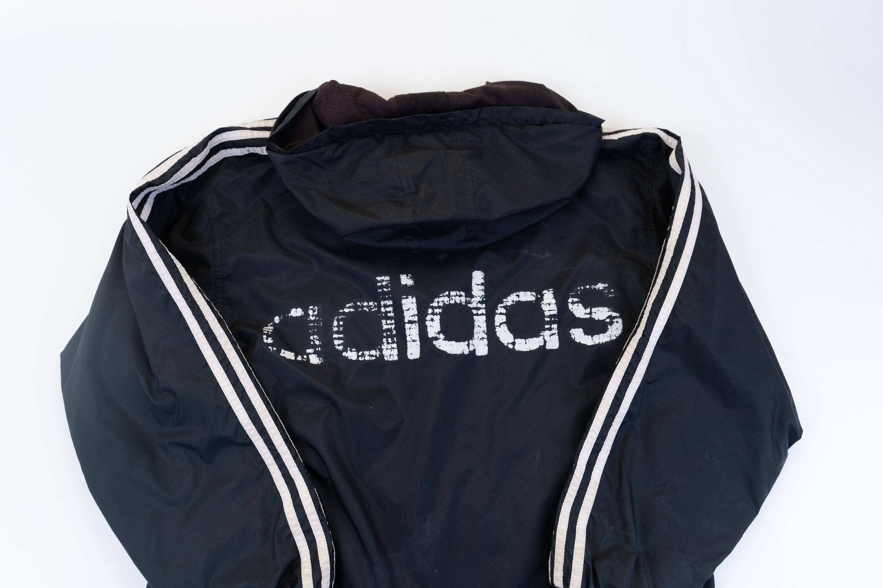 Size L Adidas Windbreaker Jacket Hoodie Black With White Size L Adidas Windbreaker Jacket Hoodie Black With White