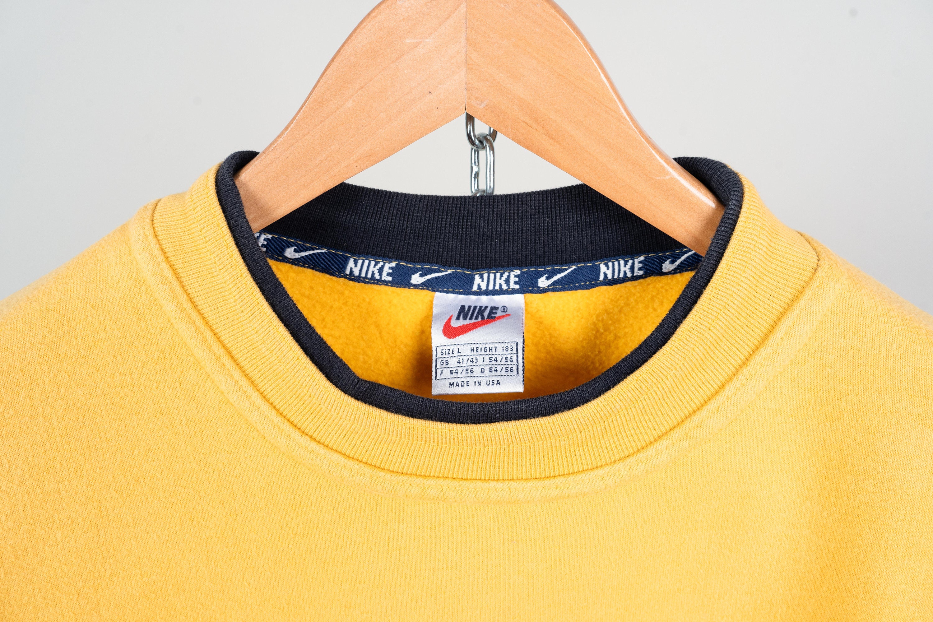 Vintage Nike Jumper Sweatshirt Yellow L Made in USA Original 80s