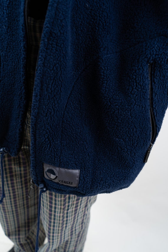 intage polar fleece jacket size XL navy blue mini… - image 8