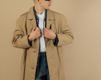 Vintage Classic Trench Coat Single Breasted Beige Oversized