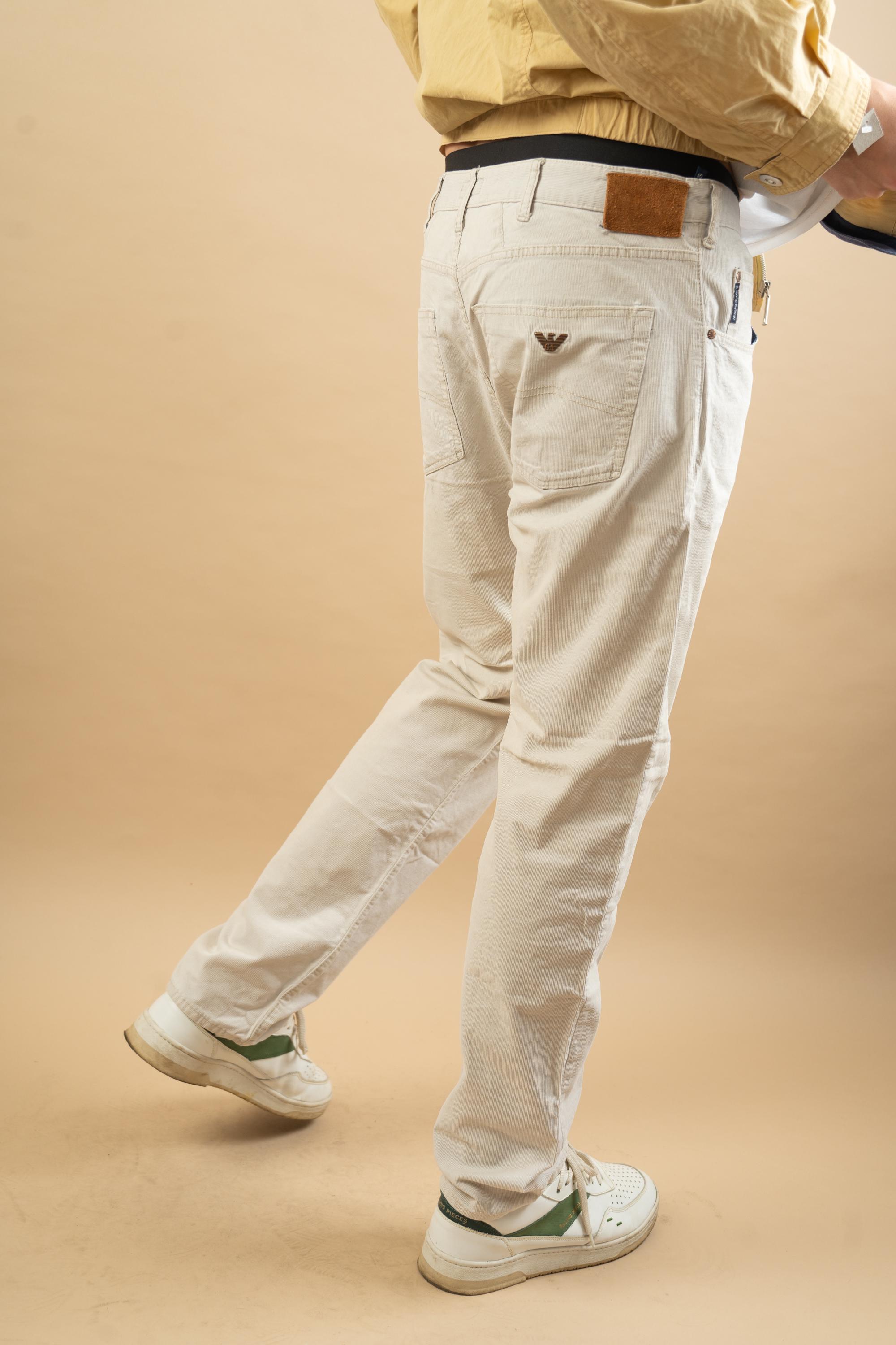 Vintage Armani off White Cream Pants Jeans Size L Beige Cotton