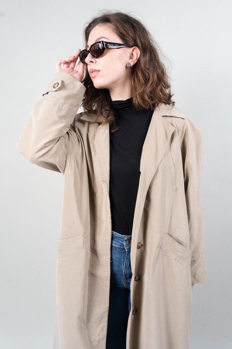 Vintage classic trench coat single breasted beige oversized 80s 90s image 10