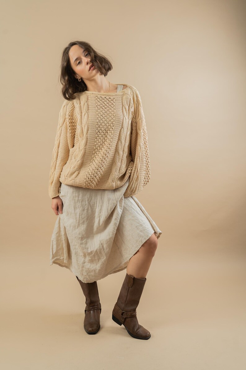 Vintage Oversized Knit Sweater Knit Pattern Size M L Oversized Winter