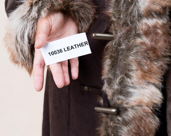 Y2K 2000s Brown Fake Leather & Suede Coat With Fur Hem Details