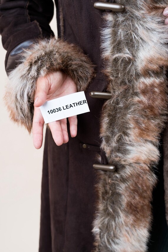 Y2K 2000s Brown Leather & Suede Coat With Fur Hem Details