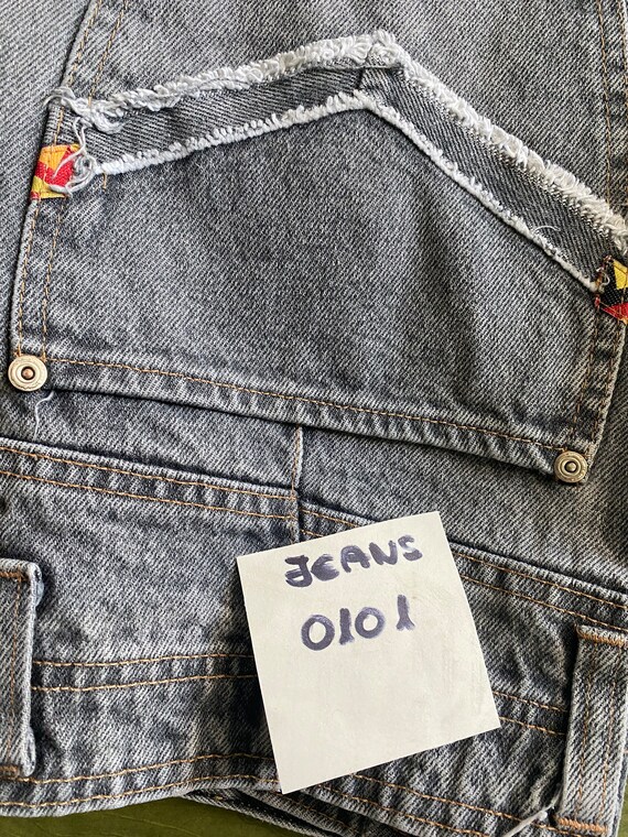 Vintage Jeans Denim Pants Grey Washed Black Regular Fit