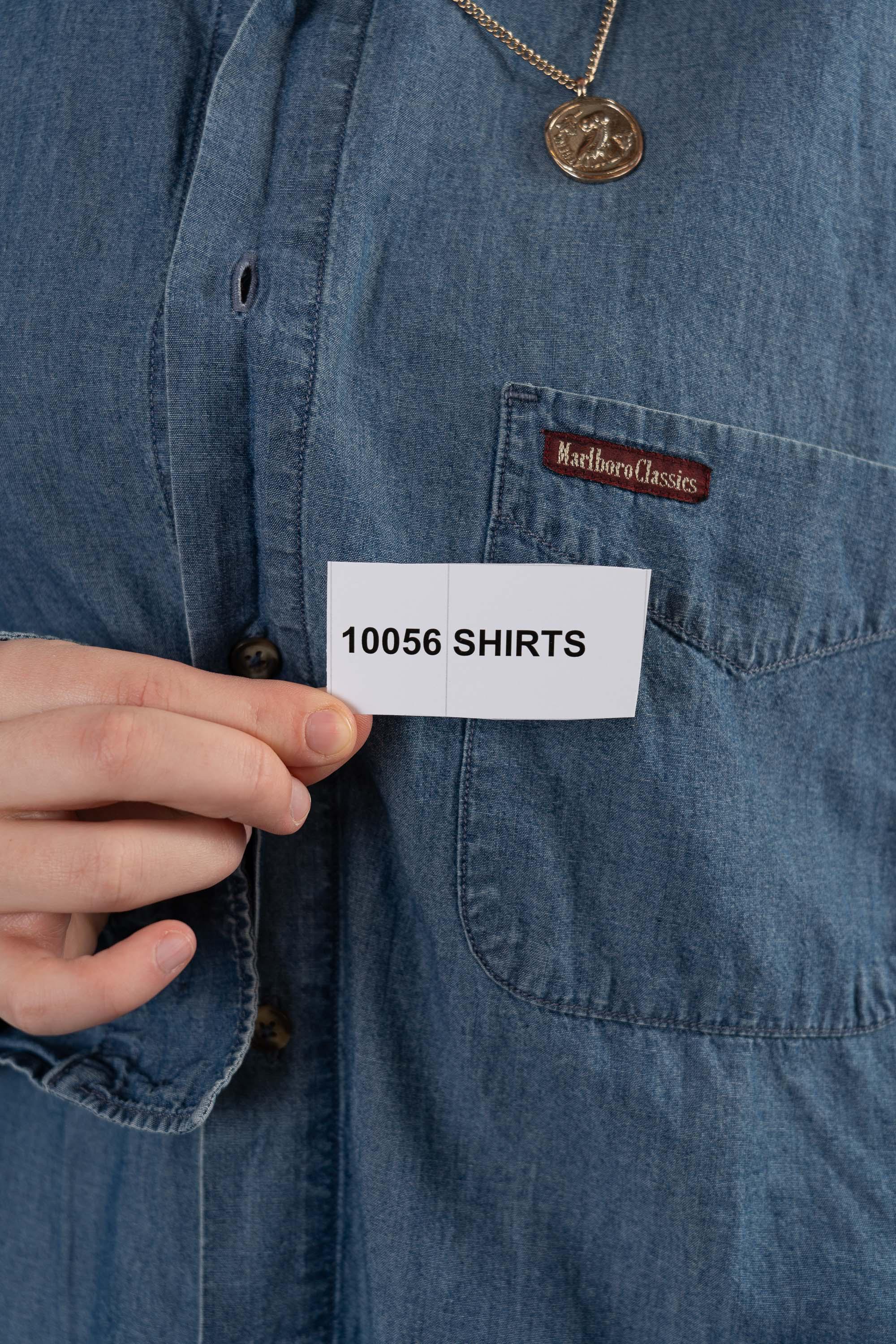 Vintage Denim Shirt Marlboro Dark Blue Wash 90s Gender Neutral