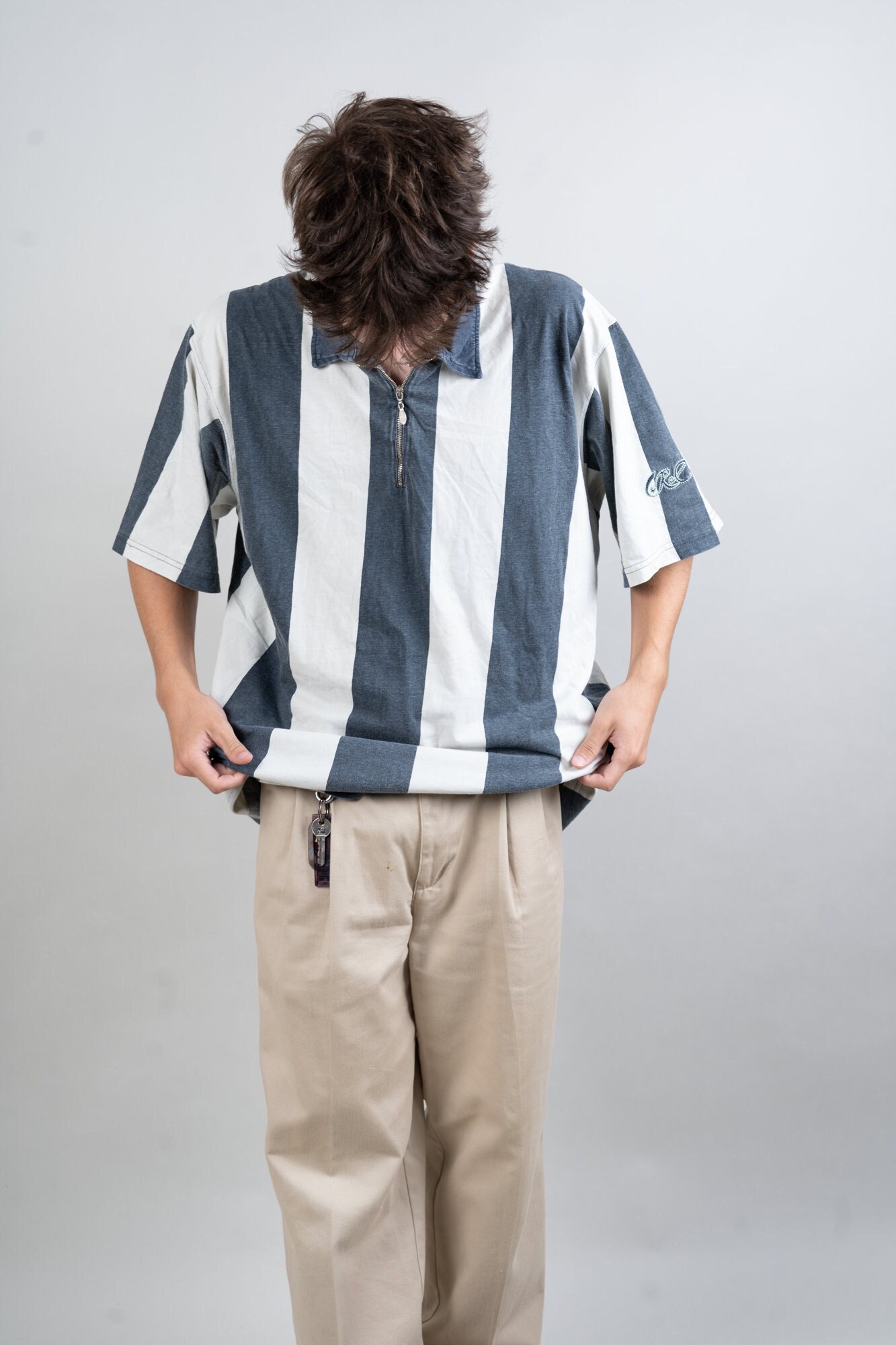 Vintage Striped Shirt Black and White Size L Cotton 80s - Etsy
