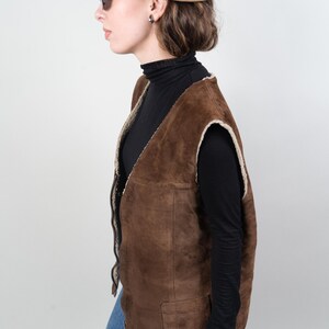 vintage shepherd vest leather wool suede one size crazy pattern navajo 80s 90s image 7