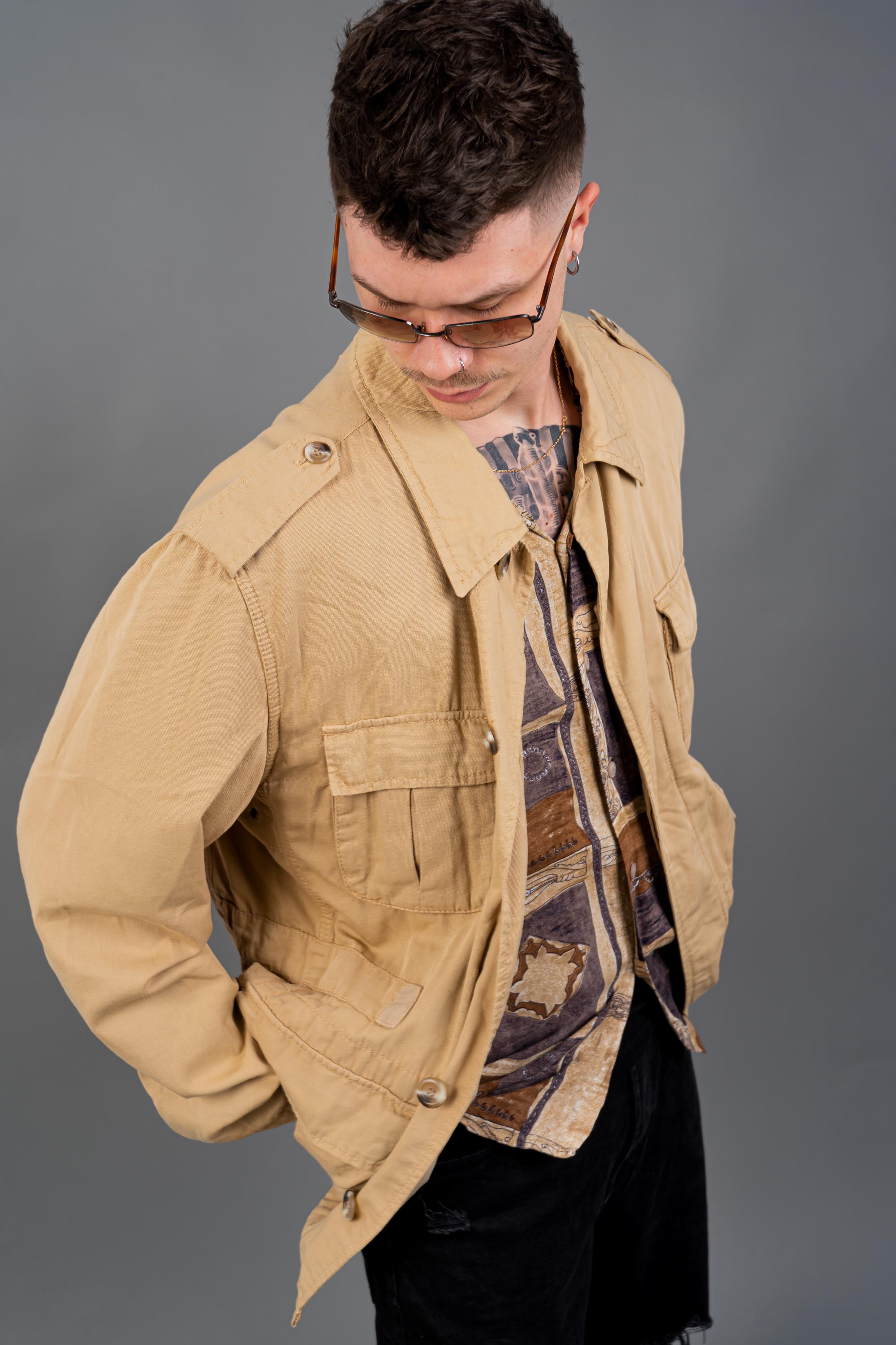 Authentic Y2K Paul Rosen Beige Utility Jacket | Oversized Vintage