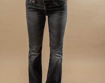 LEVIS Vintage Rozmiar S Spodnie dżinsowe typu bootcut z niskim stanem, lata 90. MID, szare, sprane