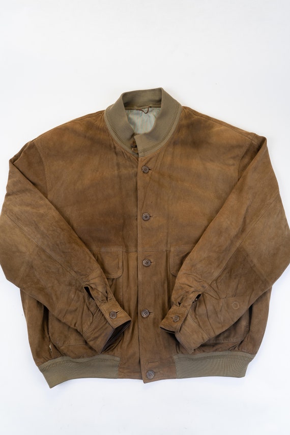 80s vintage velor leather jacket casual basic min… - image 2