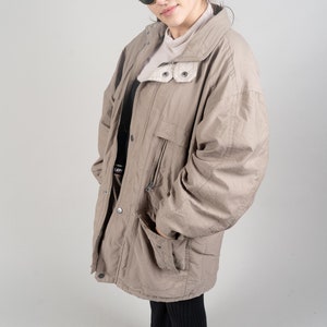 Vintage parka jacket oversized beige / cream crazy pattern lining Klepper 80s image 3