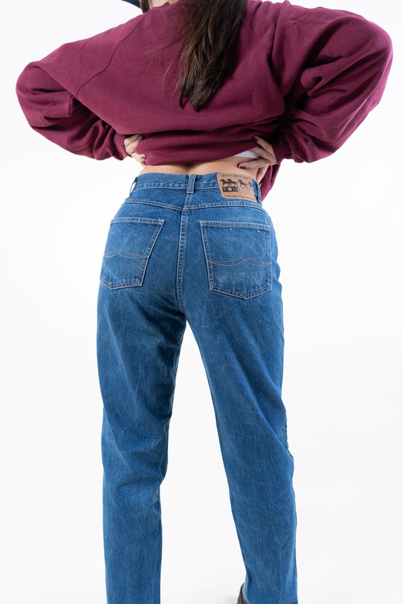 Jaren '80 vintage denim jeans broek regular fit Taille 32 Maat M lichtblauwe wassing originele jaren '80 vintage jeans genderneutraal tweedehands afbeelding 1