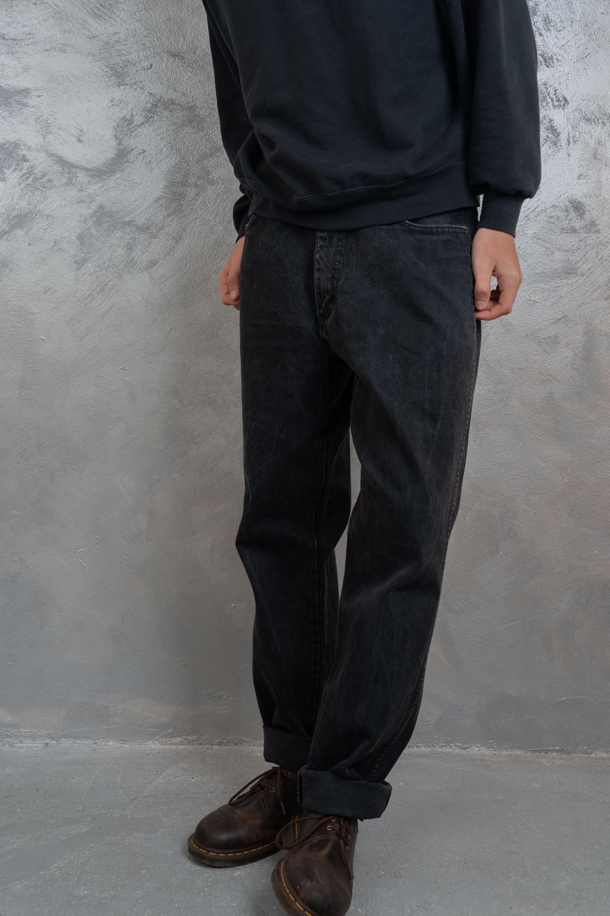 Size M / L Wrangler Jeans Black 80s Vintage Denim Pants Loose Fit