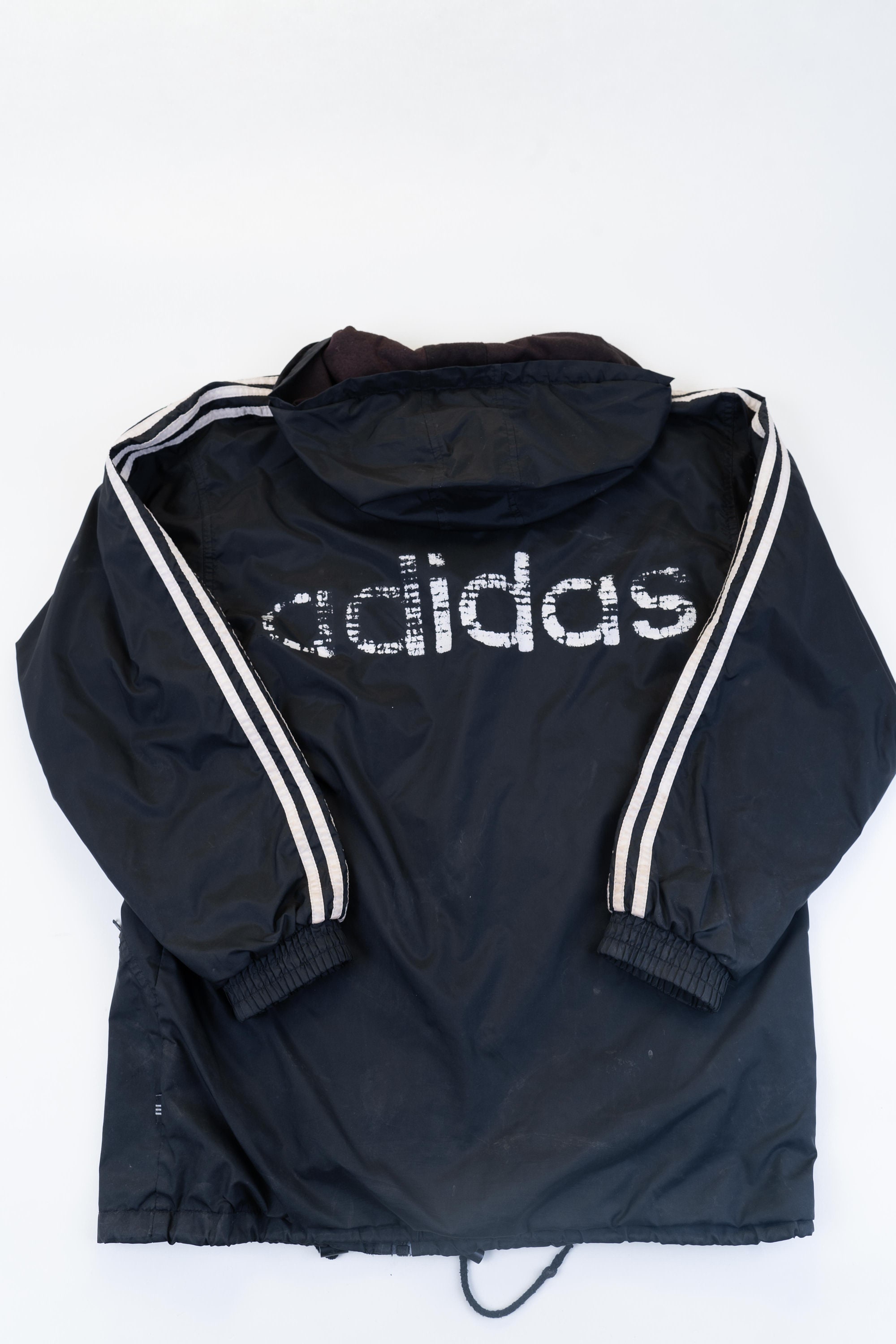 Size L Adidas Windbreaker Jacket Hoodie Black With White Size L Adidas Windbreaker Jacket Hoodie Black With White