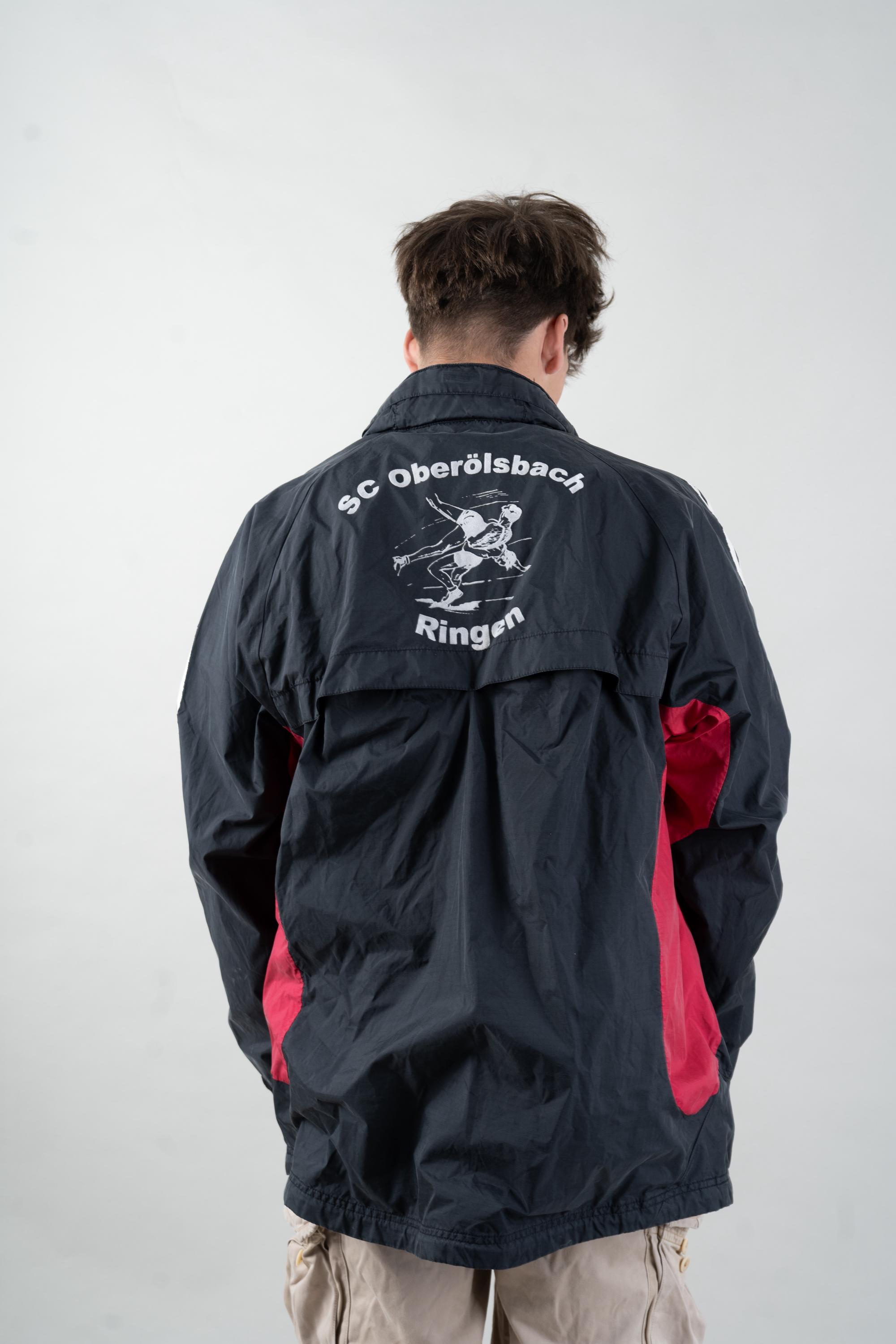 Vintage Adidas Black and Red Windbreaker Jacket Size L - XL