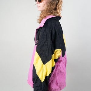 Vintage Size XL Shelljacket Sport Jacket Windbreaker 80s 90s black pink image 5