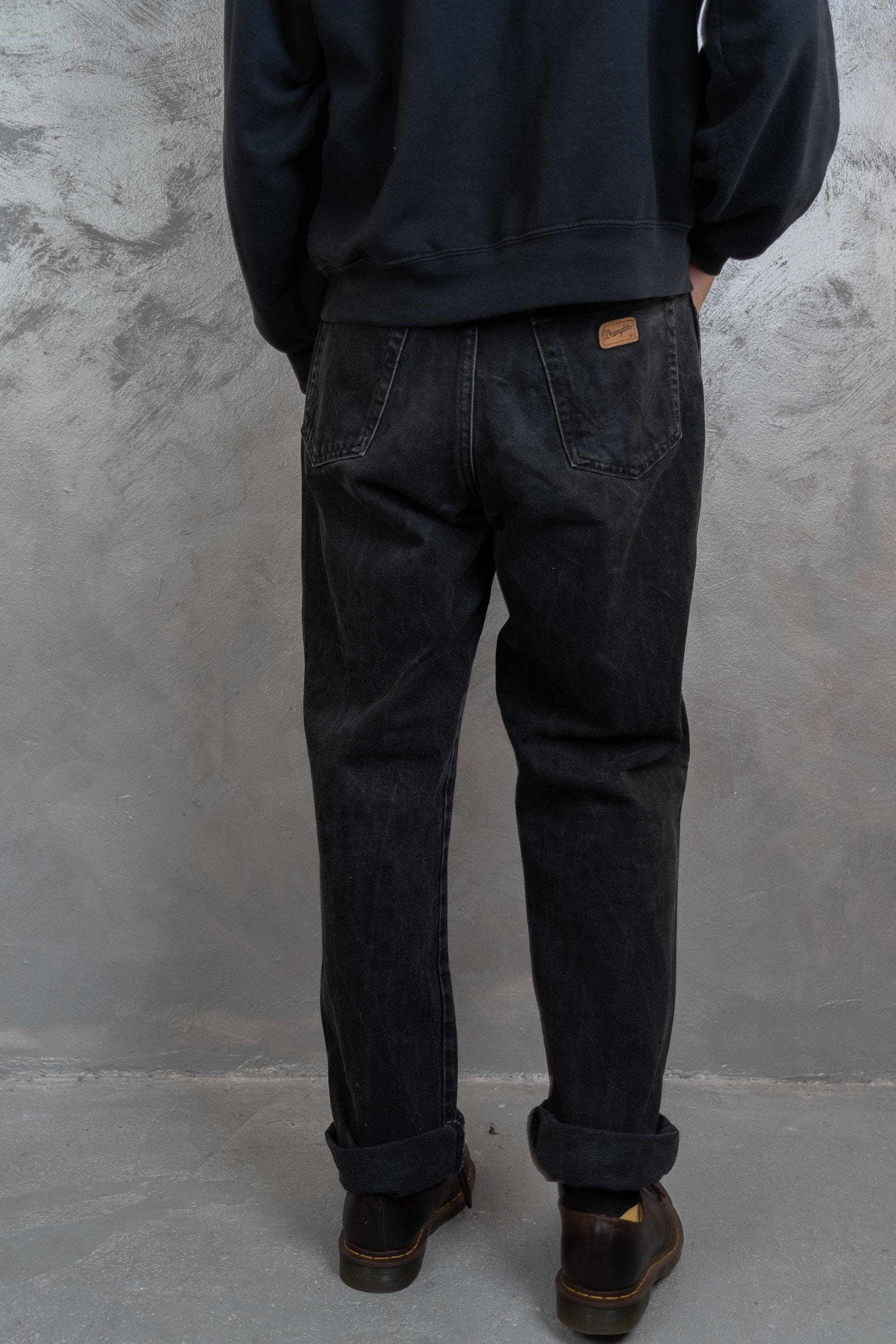 Size M / L Wrangler Jeans Black 80s Vintage Denim Pants Loose Fit