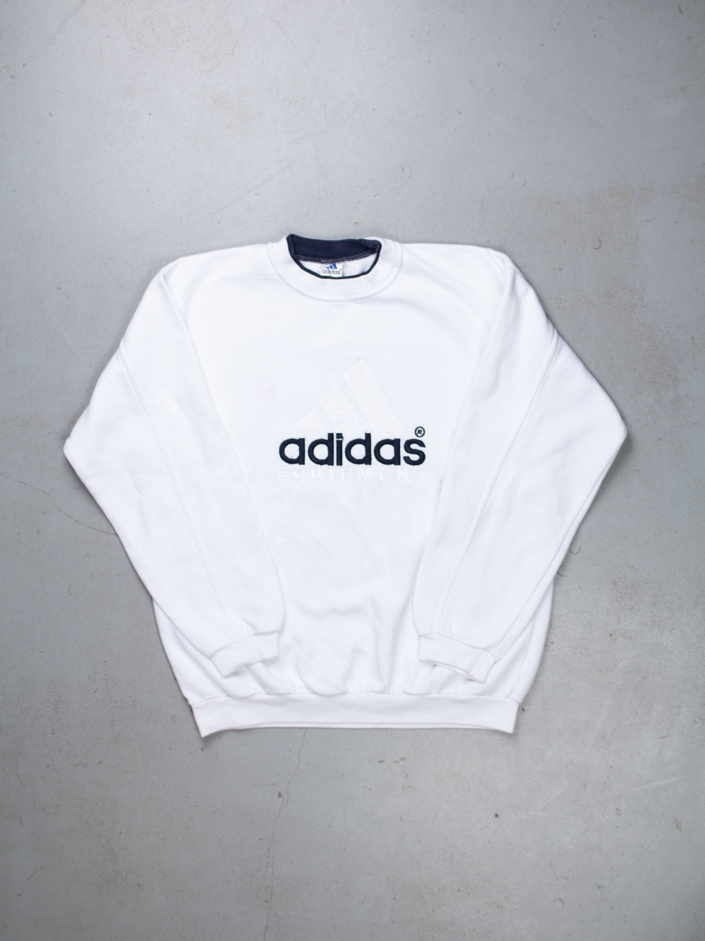 Vintage Adidas Equipment Jumper Sweatshirt White 80s Hard Cotton