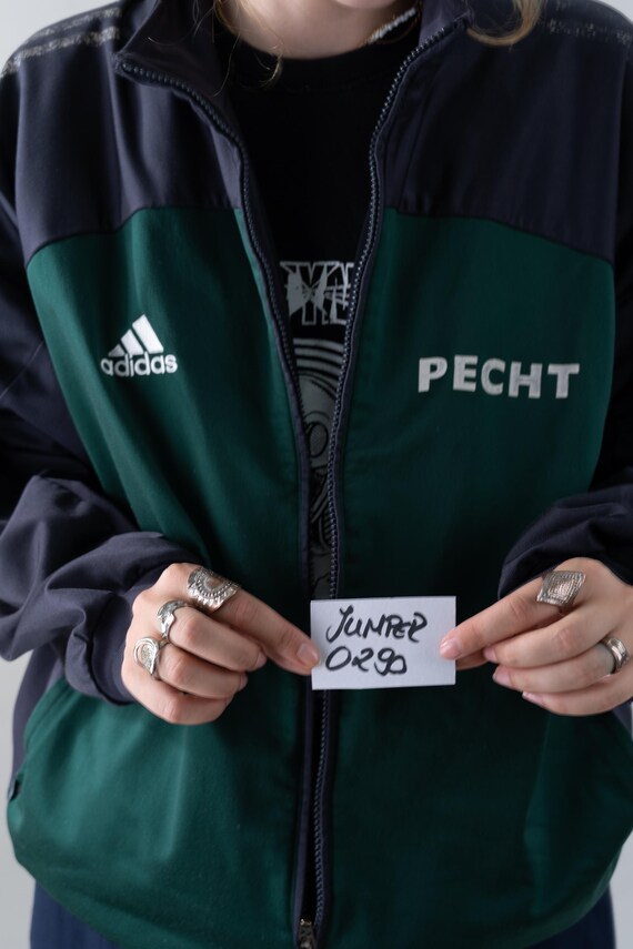 Vintage Adidas Sport Jacket Trainings Jacket Black Green With