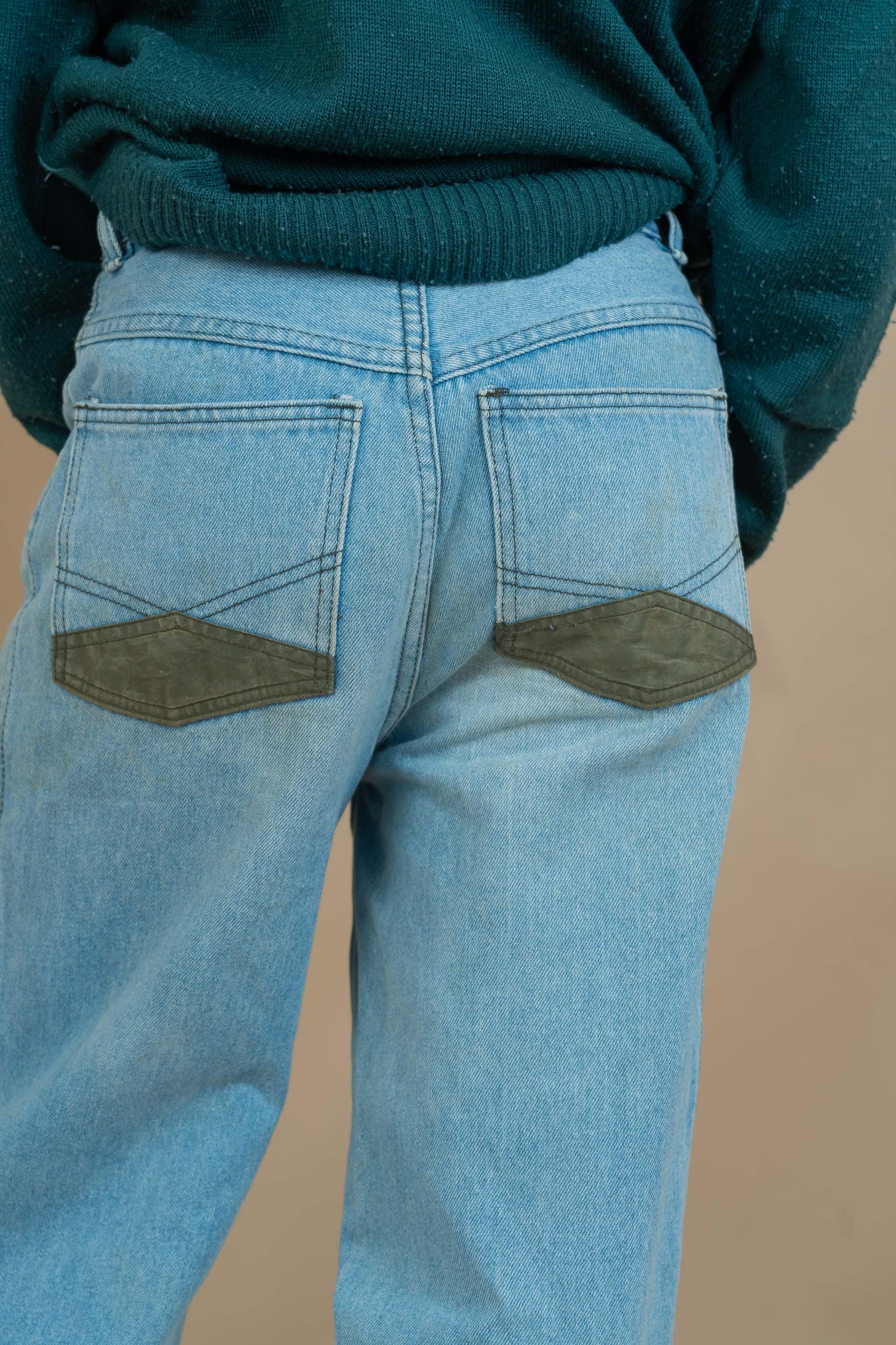 Vintage Denim Pants Blue Wash Baggy Mom High Waist Pants Size S