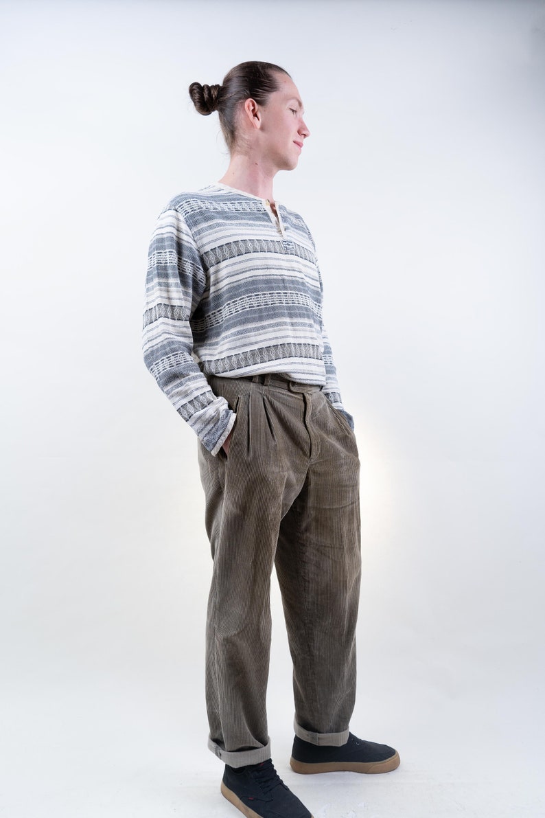 Vintage corduroy pants XL beige gray baggy pants 80s 90s image 6