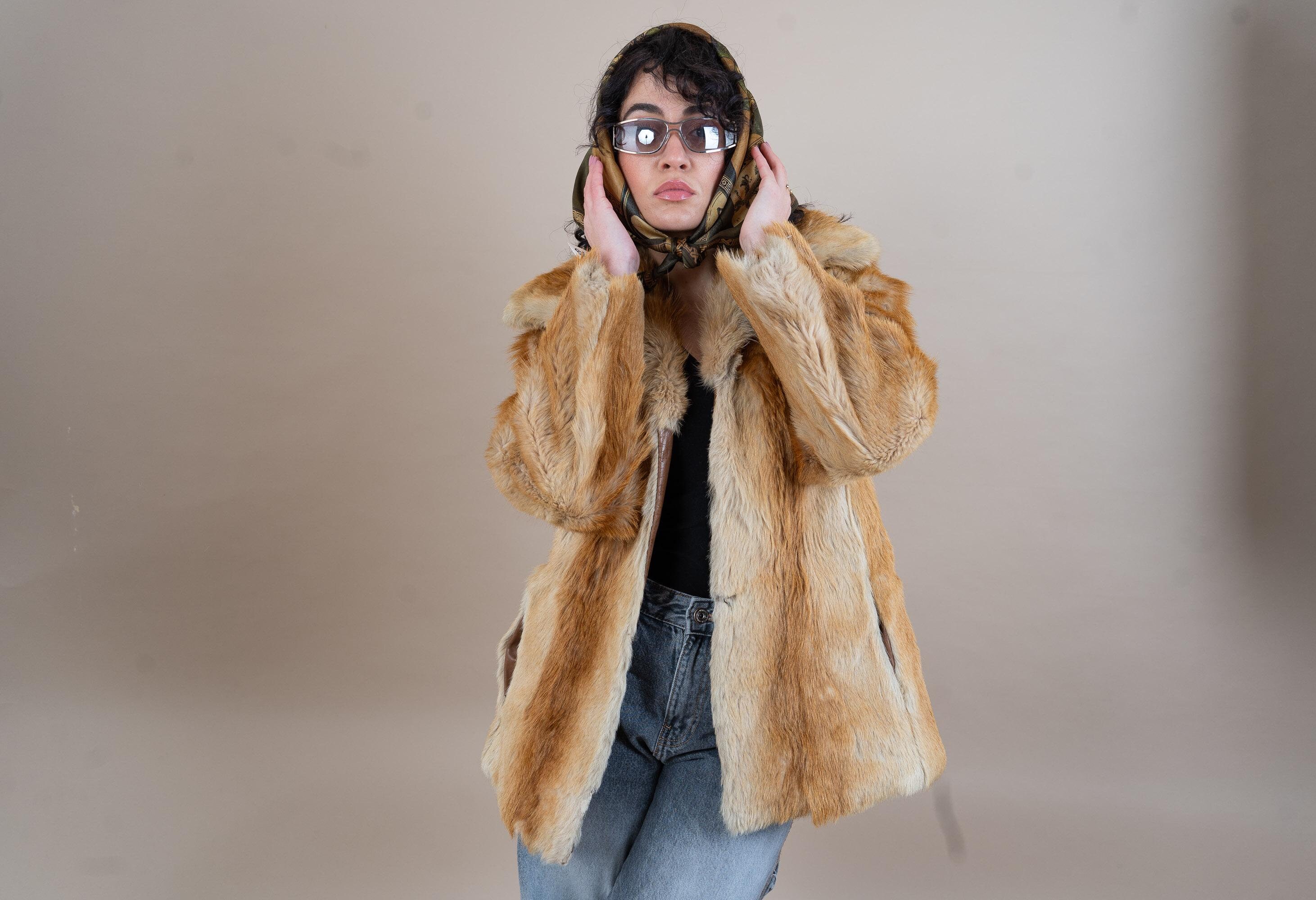 Vintage Fur Jacket Fox Fur Jacket Parka Beige Size S 80s 90s - Etsy
