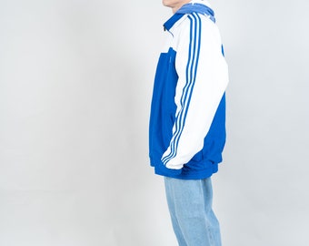 Vintage Adidas Blue and White Windbreaker Jacket Size XL 80s 90s