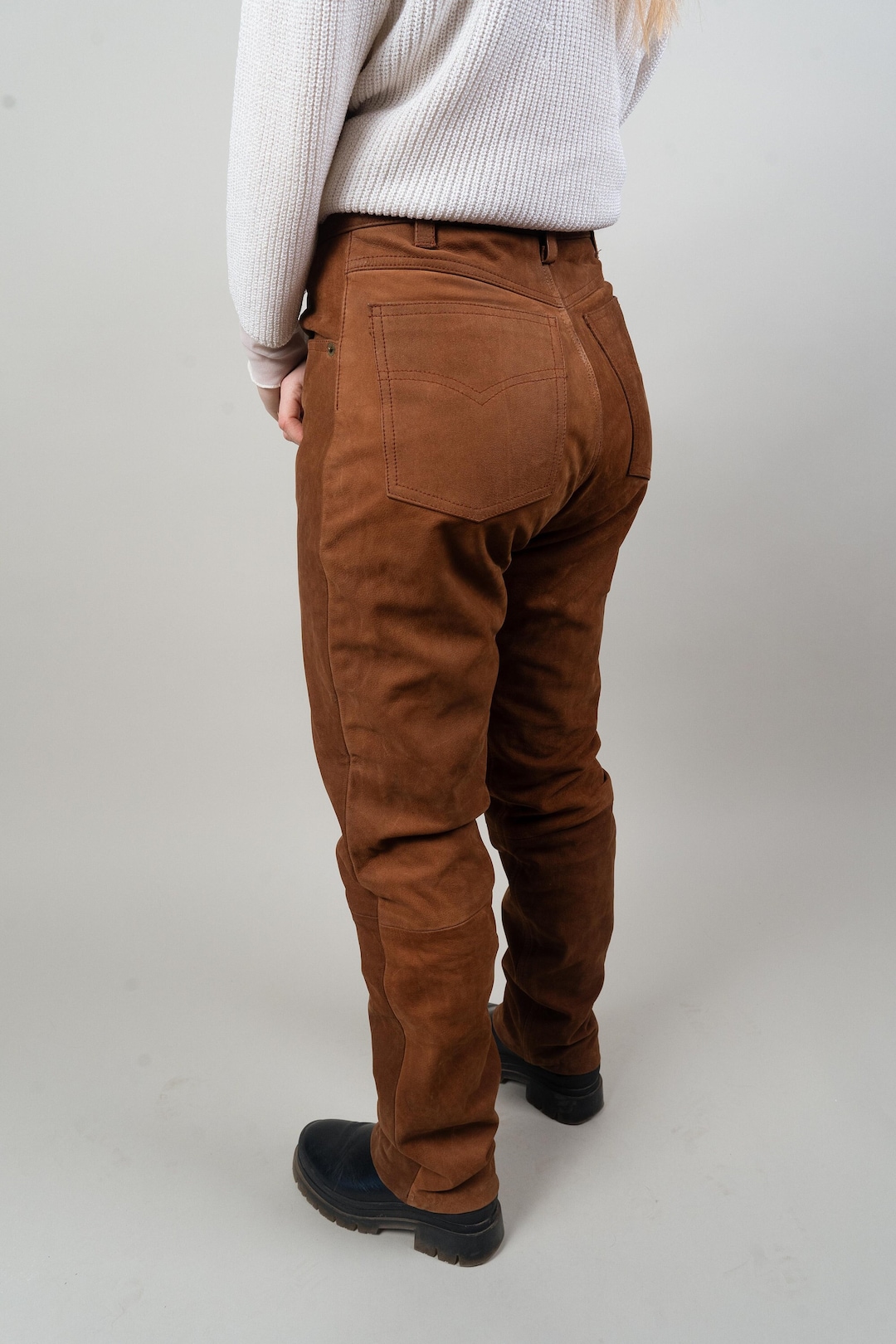 Vintage 100% Suede Leather Tan Pants main image 1