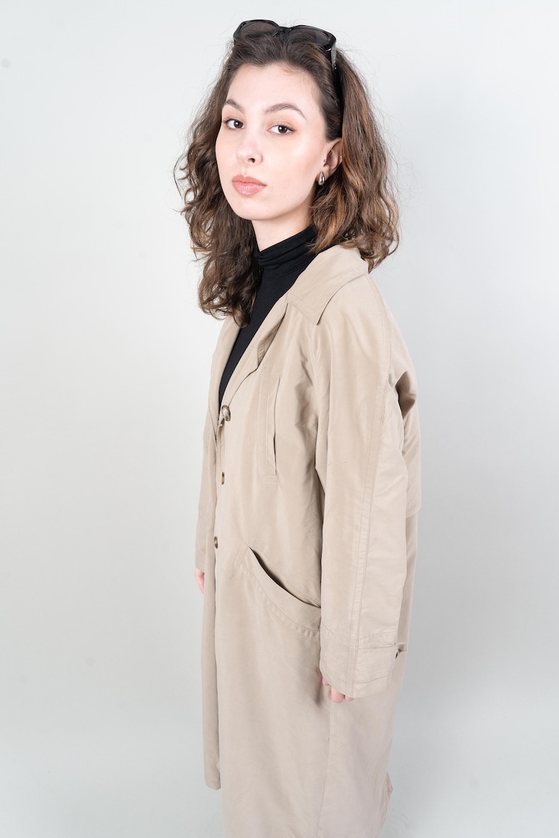 Vintage classic trench coat single breasted beige oversized 80s 90s image 4