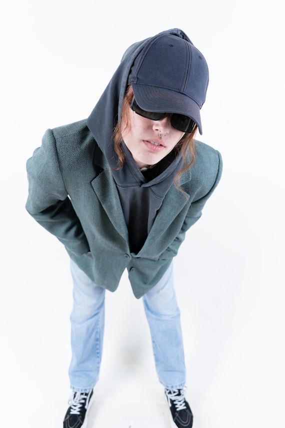 vintage green oversized blazer check pattern Size L  - XL 80s 90s
