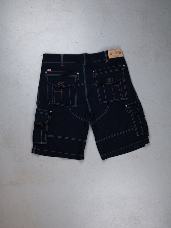 別注 VINTAGE FIT 6 POCKETS CARGO SHORTS Vintage Route 66 Relaxed Shorts Men's 38 Black Denim Cargo Pocket