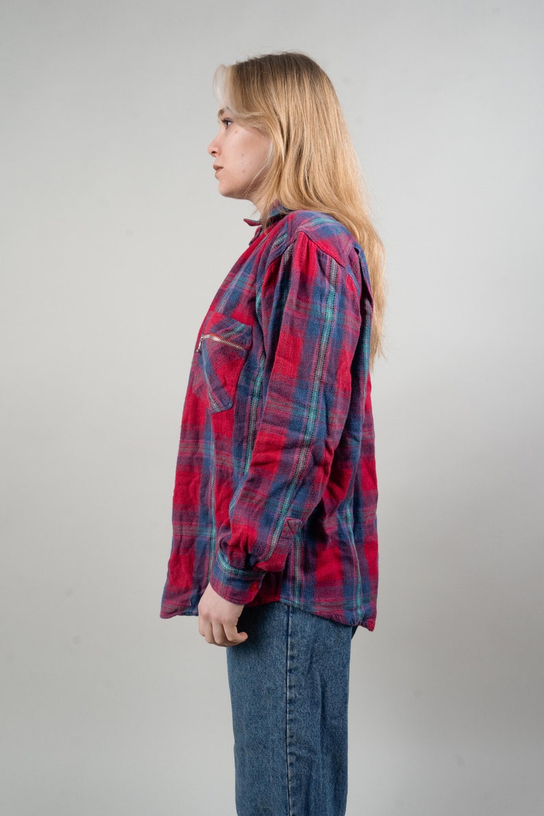 Vintage flannel shirt red lumberjack shirt check pattern size M 80s 90s image 3