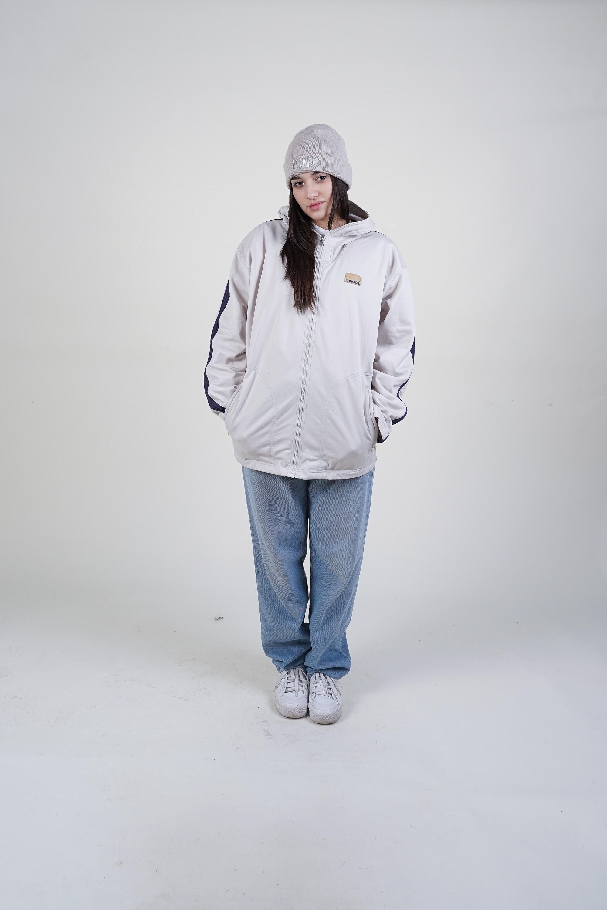 Vintage Adidas sport jacket training jacket white Size L 80s 90s