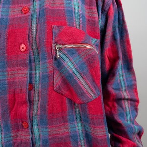 Vintage flannel shirt red lumberjack shirt check pattern size M 80s 90s image 6