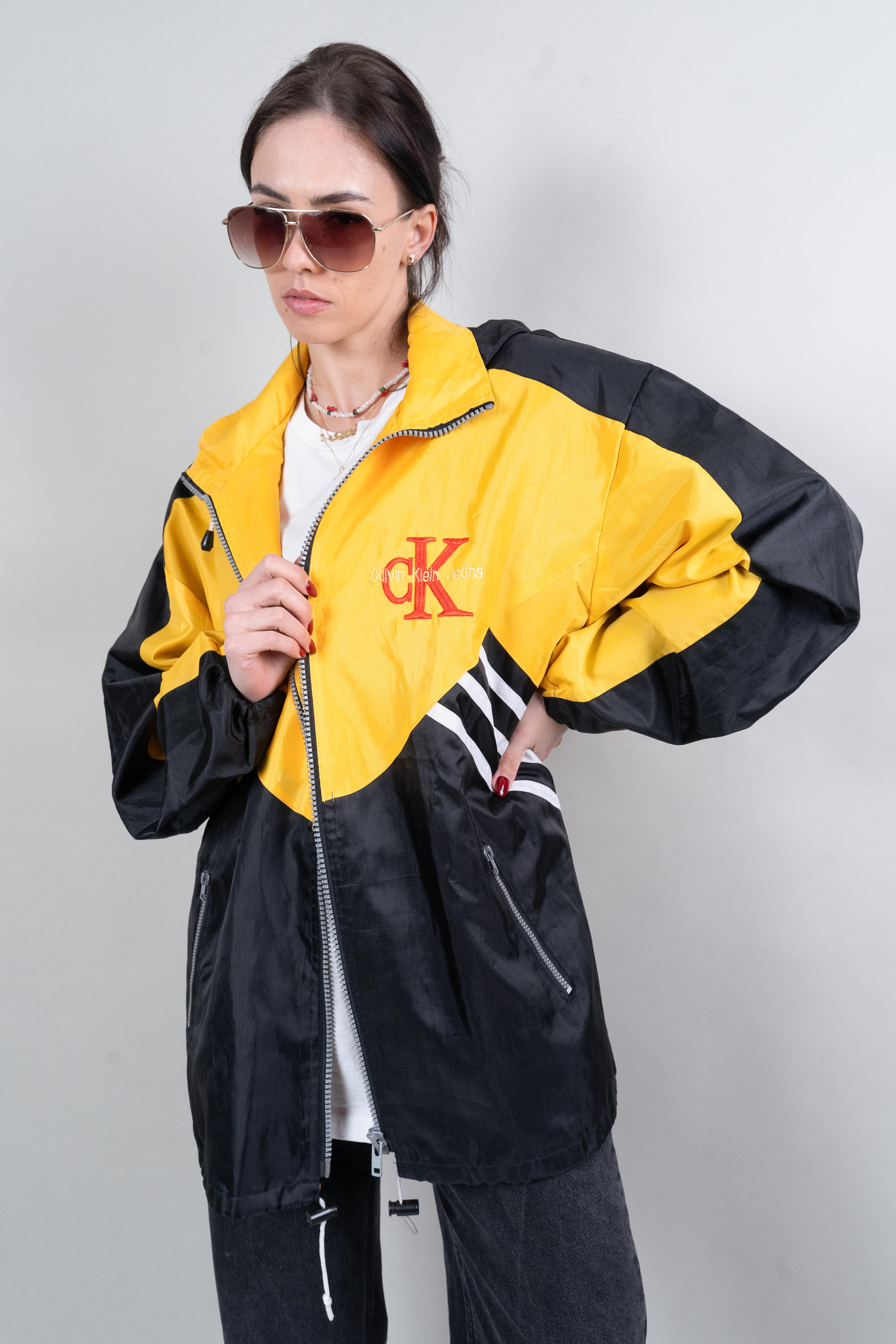 Vintage Calvin Klein Windbreaker Jacket Size L - XL Black Vintage Calvin Klein Windbreaker Jacket Size L - XL Black
